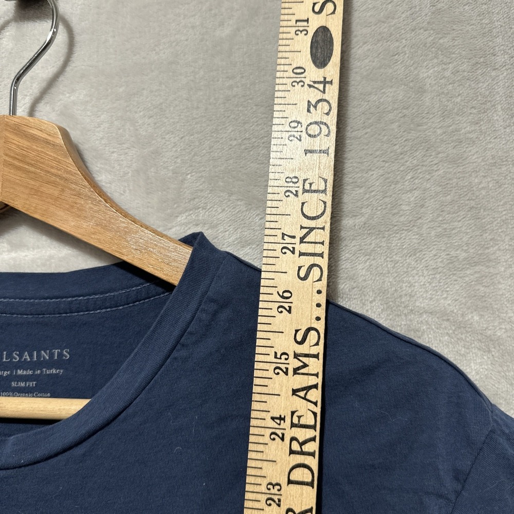 All Saints Slim Fit Tonic Crew Ramskull Navy Blue Short Sleeve Tee Size Large - Picture 8 of 8